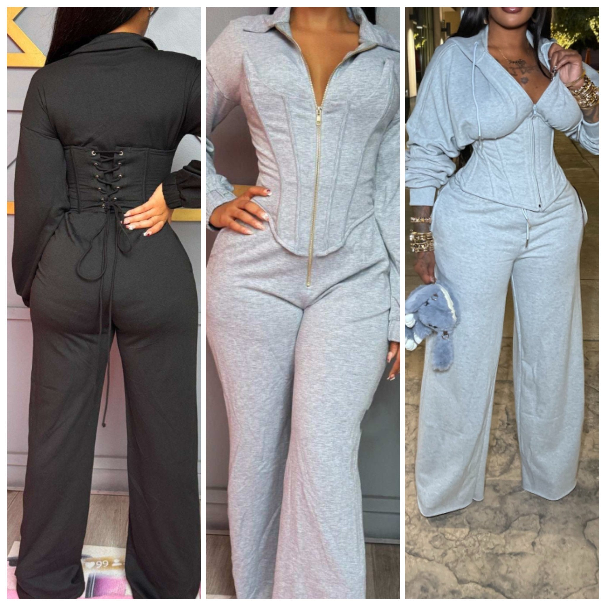 The Grey 2pc Corset Set