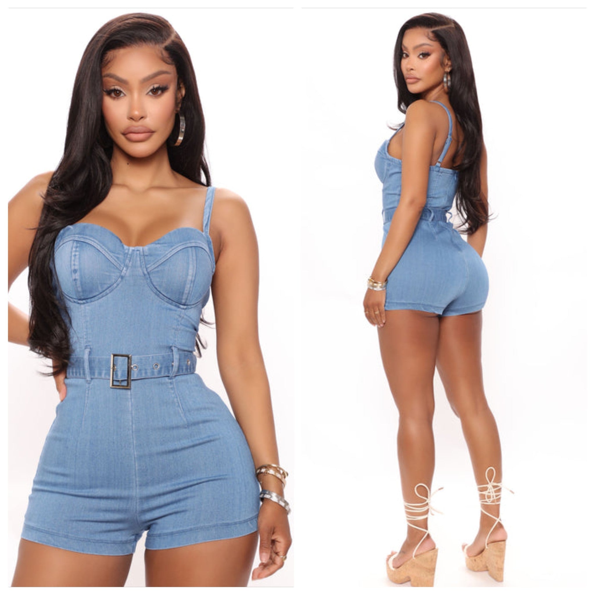 The Corset Effect Denim Romper